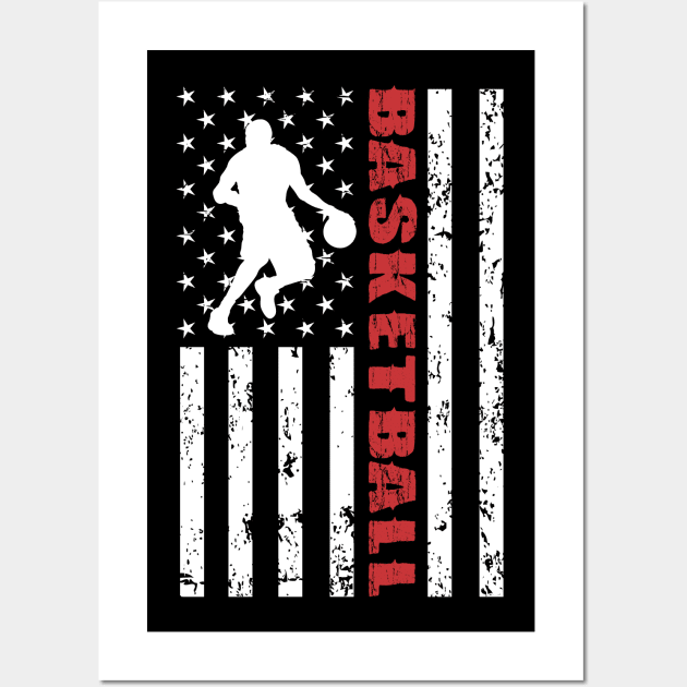 Basketball American Flag - US Sports Wall Art by Pannolinno